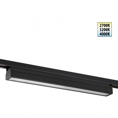 Novotech ITER 359784 Черный линейный однофазный двухжильный трековый светильник, 40см, с CCT переключением цветовой температуры, LED 24Вт 1294Лм CRI≥90 108° 270