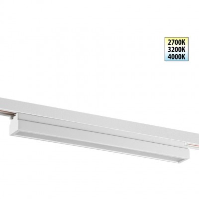 Novotech ITER 359790 Белый линейный однофазный трехжильный трековый светильник, 40см, с CCT переключением цветовой температуры, LED 24Вт 1294Лм CRI≥90 108° 2700-
