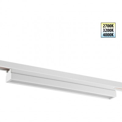 Novotech ITER 359786 Белый линейный однофазный двухжильный трековый светильник, 40см, с CCT переключением цветовой температуры, LED 24Вт 1294Лм CRI≥90 108° 2700-