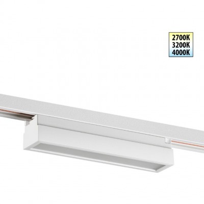 Novotech ITER 359785 Белый линейный однофазный двухжильный трековый светильник, 20см, с CCT переключением цветовой температуры, LED 12Вт 697Лм CRI≥90 108° 2700-3