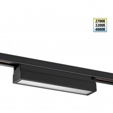 Novotech ITER 359783 Черный линейный однофазный двухжильный трековый светильник, 20см, с CCT переключением цветовой температуры, LED 12Вт 697Лм CRI≥90 108° 2700