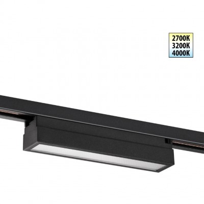 Novotech ITER 359783 Черный линейный однофазный двухжильный трековый светильник, 20см, с CCT переключением цветовой температуры, LED 12Вт 697Лм CRI≥90 108° 2700