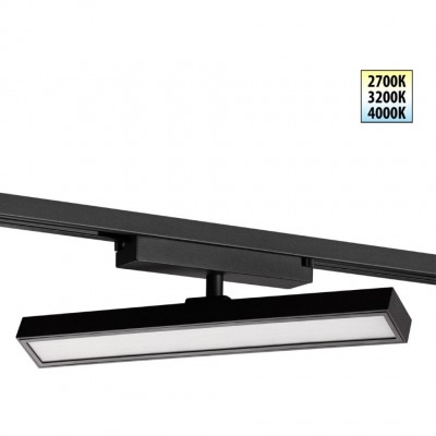 Novotech STRATUS 359772 Черный однофазный двужильный трековый светодиодный светильник, линейный 30см, поворотный, CCT перекл. цветовой температуры, LED 18