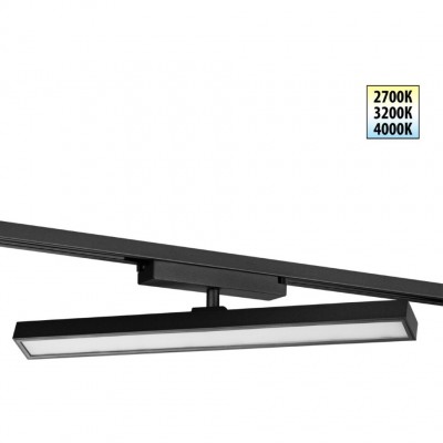 Novotech STRATUS 359773 Черный однофазный двужильный трековый светодиодный светильник, линейный 40см, поворотный, CCT перекл. цветовой температуры, LED 24