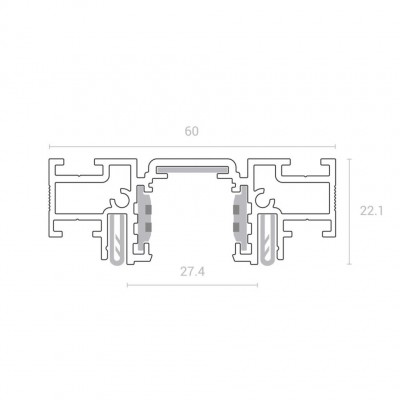Шинопровод (низкий) для монтажа в натяжной потолок 2м Novotech Flum 135179